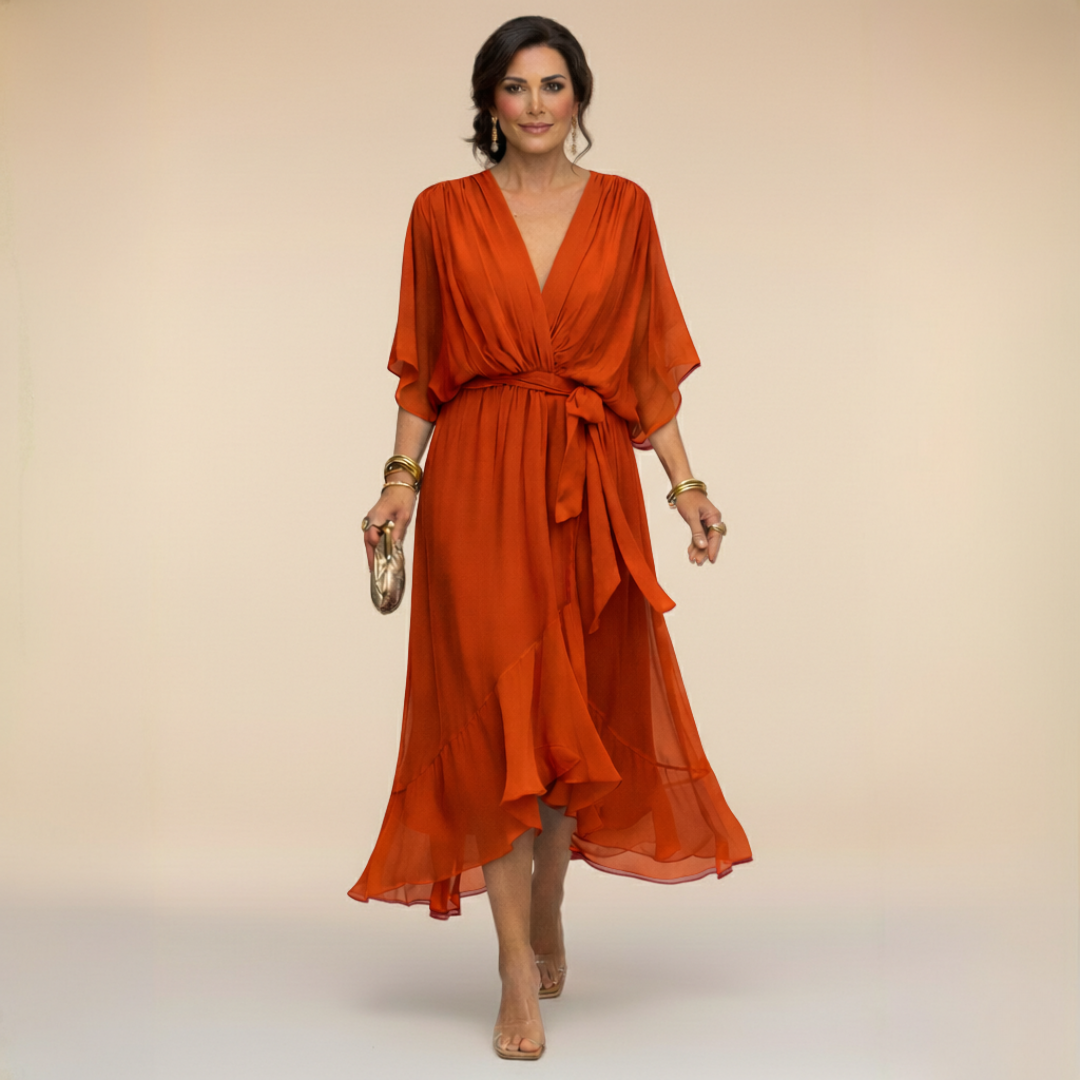 CAPUCINE | Robe aérienne en chiffon avec décolleté en V
