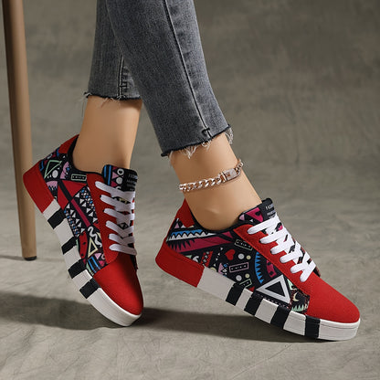 Baskets basses géométriques YAMEPP pour femmes – Décontractées et polyvalentes