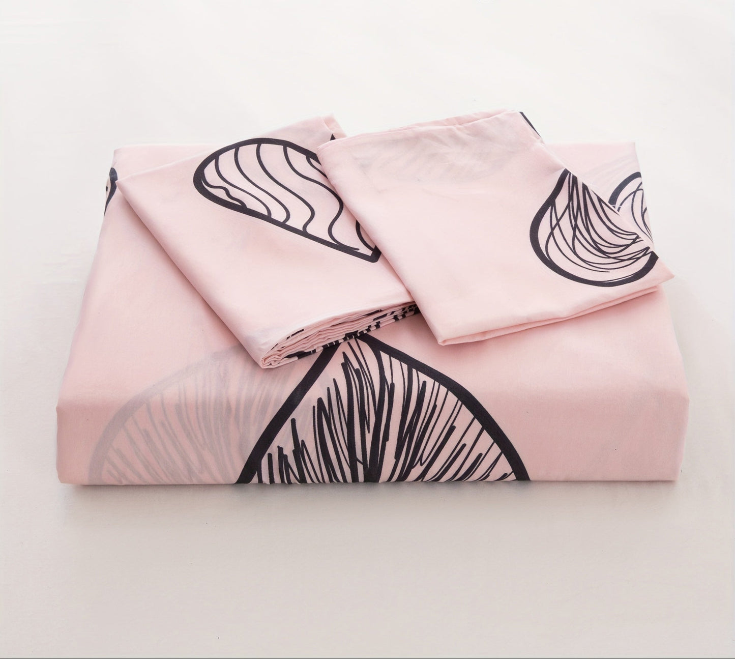 Ensemble de housse de couette en polyester rose – 3 pièces avec 2 taies d’oreiller