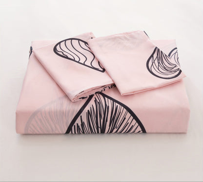 Ensemble de housse de couette en polyester rose – 3 pièces avec 2 taies d’oreiller