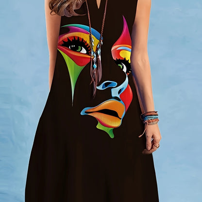 Robe d’été sans manches à imprimé coloré