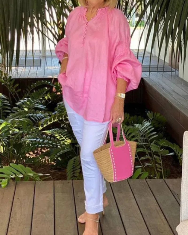 ABORE - BLOUSE DÉCONTRACTÉE EN COTON & LIN