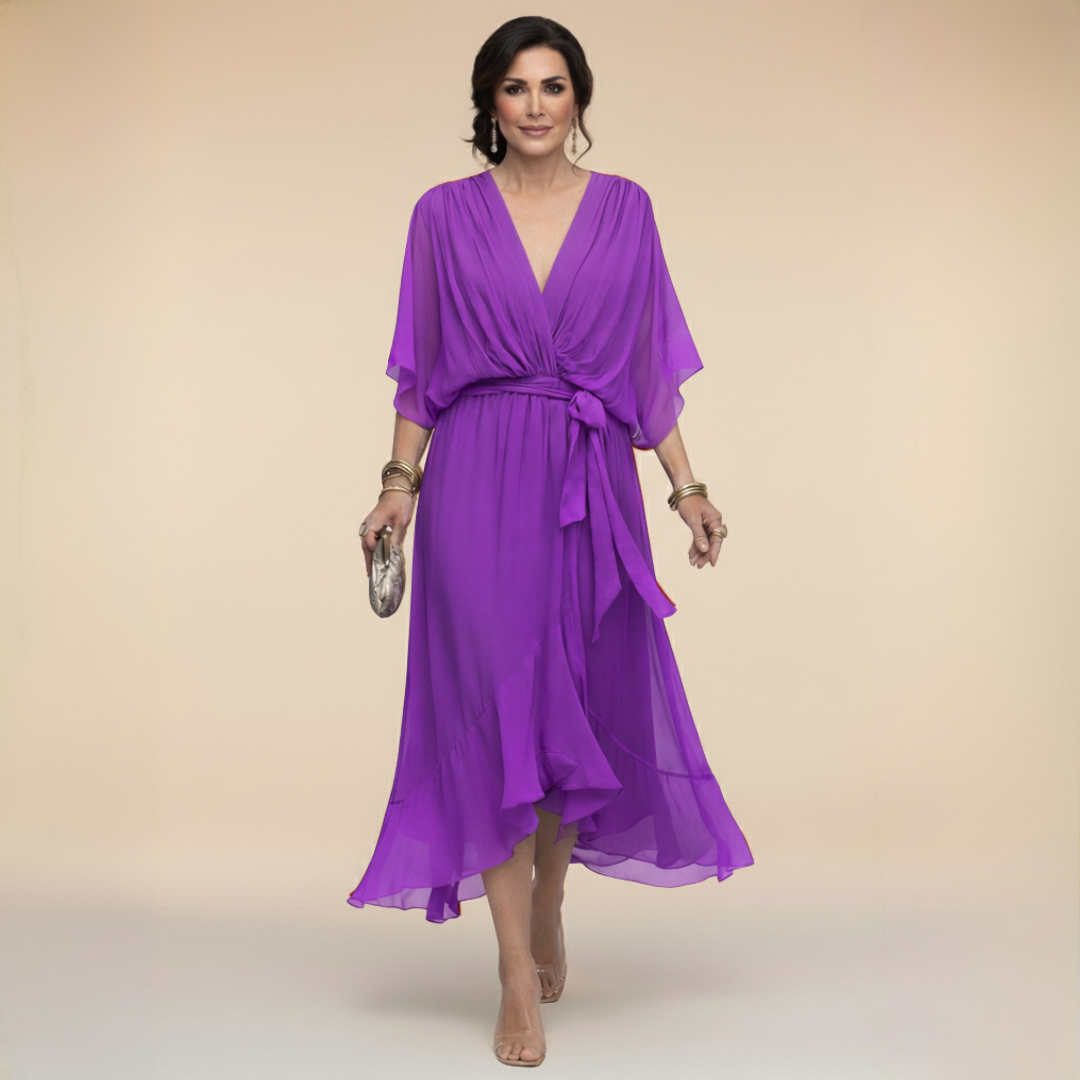 CAPUCINE | Robe aérienne en chiffon avec décolleté en V
