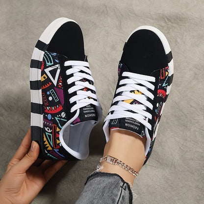 Baskets basses géométriques YAMEPP pour femmes – Décontractées et polyvalentes