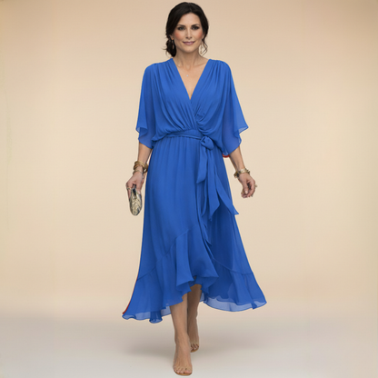 CAPUCINE | Robe aérienne en chiffon avec décolleté en V