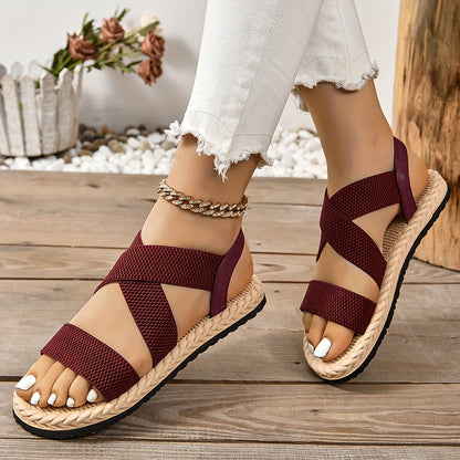 Sandales plates pour femmes à brides croisées – Confortables pour plein air et plage