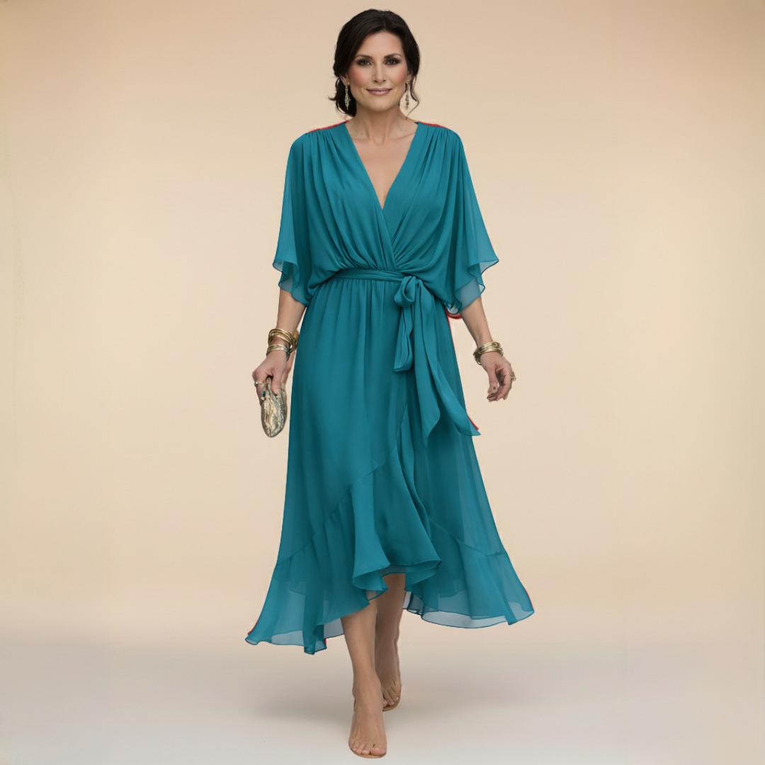 CAPUCINE | Robe aérienne en chiffon avec décolleté en V