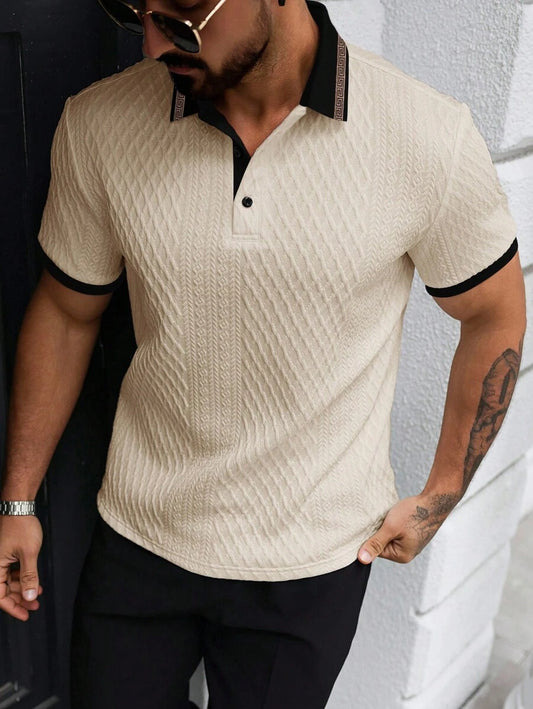 Étienne – Polo en maille jacquard pied-de-poule