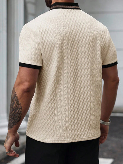 Étienne – Polo en maille jacquard pied-de-poule