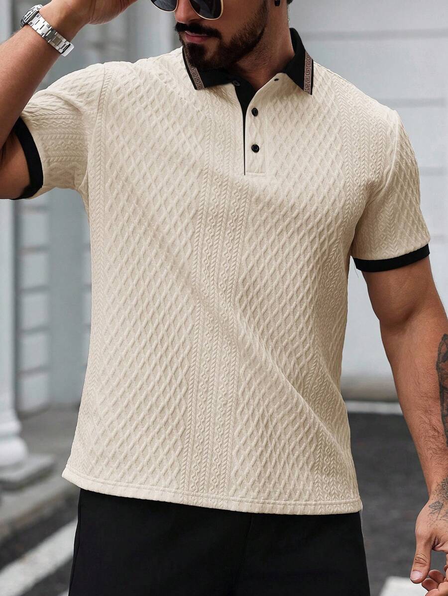 Étienne – Polo en maille jacquard pied-de-poule