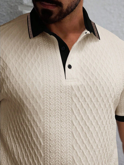 Étienne – Polo en maille jacquard pied-de-poule