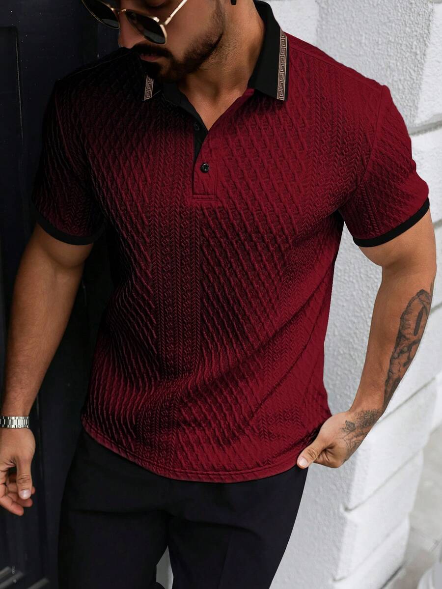 Étienne – Polo en maille jacquard pied-de-poule