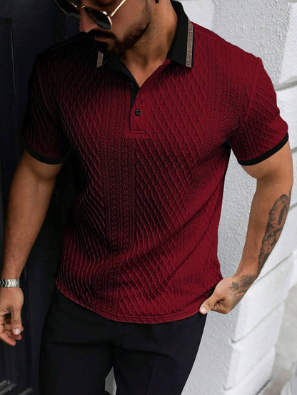 Étienne – Polo en maille jacquard pied-de-poule