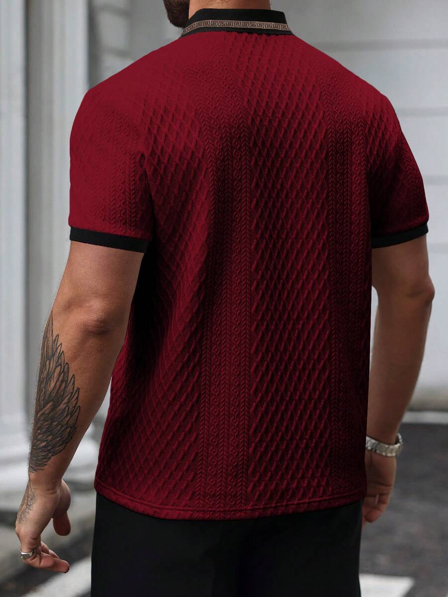 Étienne – Polo en maille jacquard pied-de-poule