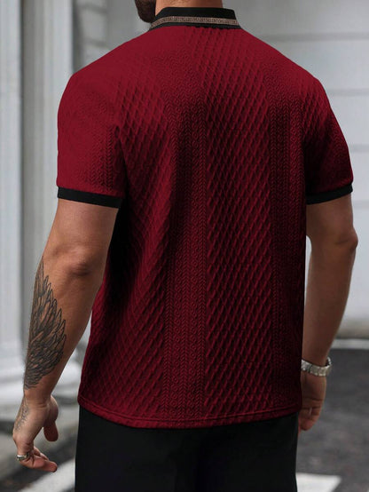 Étienne – Polo en maille jacquard pied-de-poule