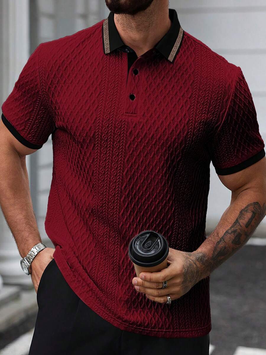 Étienne – Polo en maille jacquard pied-de-poule
