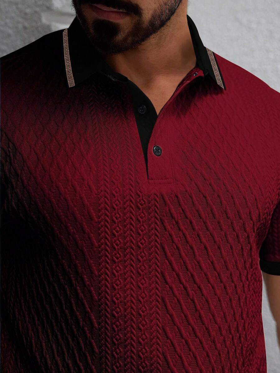 Étienne – Polo en maille jacquard pied-de-poule