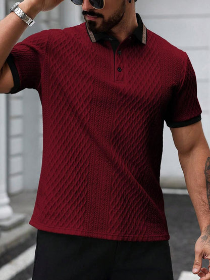 Étienne – Polo en maille jacquard pied-de-poule