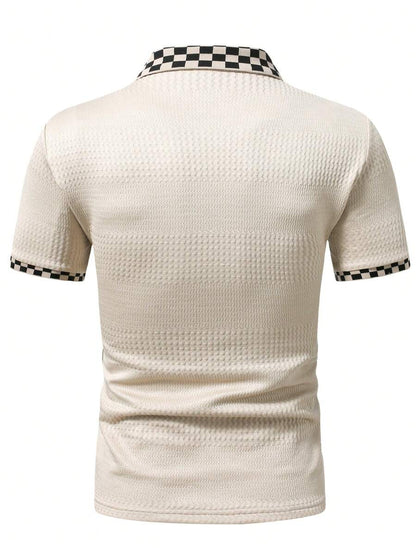 Étienne – Polo en maille jacquard pied-de-poule