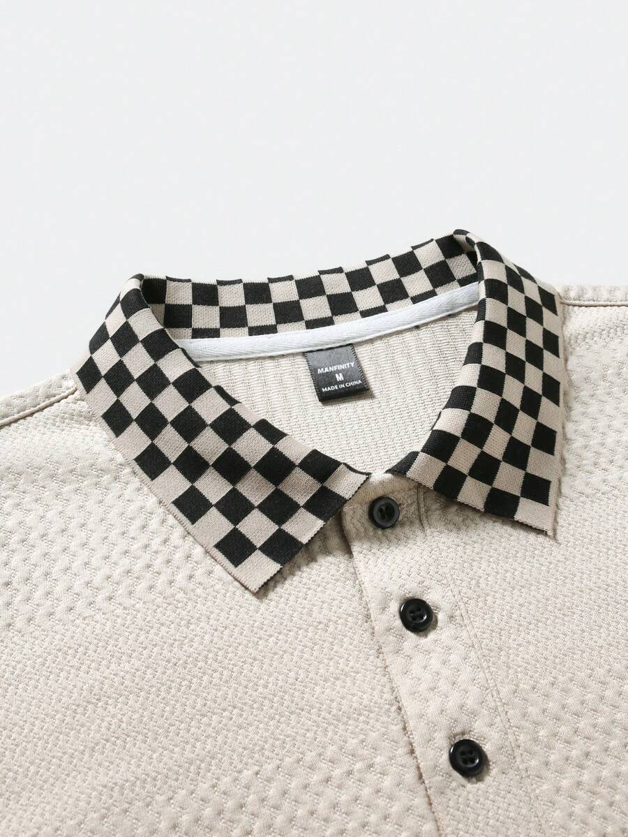 Étienne – Polo en maille jacquard pied-de-poule