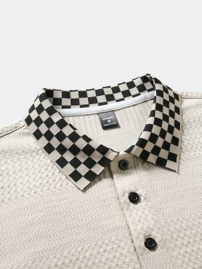 Étienne – Polo en maille jacquard pied-de-poule