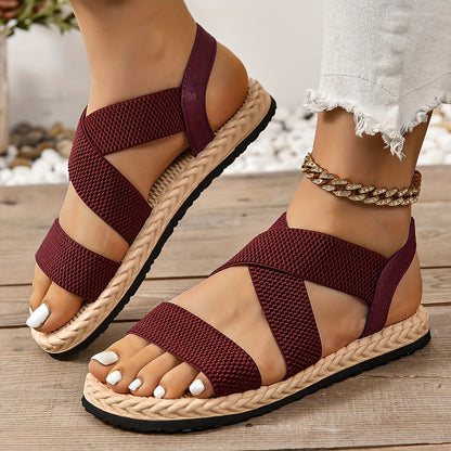 Sandales plates pour femmes à brides croisées – Confortables pour plein air et plage