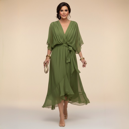 CAPUCINE | Robe aérienne en chiffon avec décolleté en V