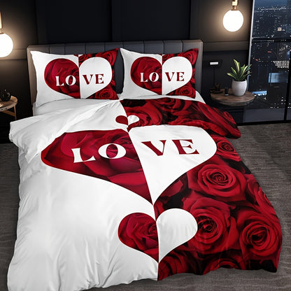 Ensemble de literie romantique 3 pièces – Housse de couette & taies d’oreiller