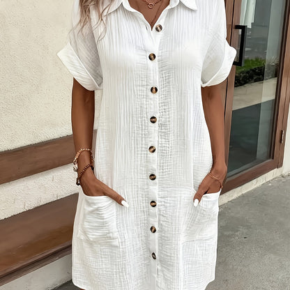 Atasha - Robe chemise unie à col à revers
