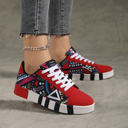 Baskets basses géométriques YAMEPP pour femmes – Décontractées et polyvalentes