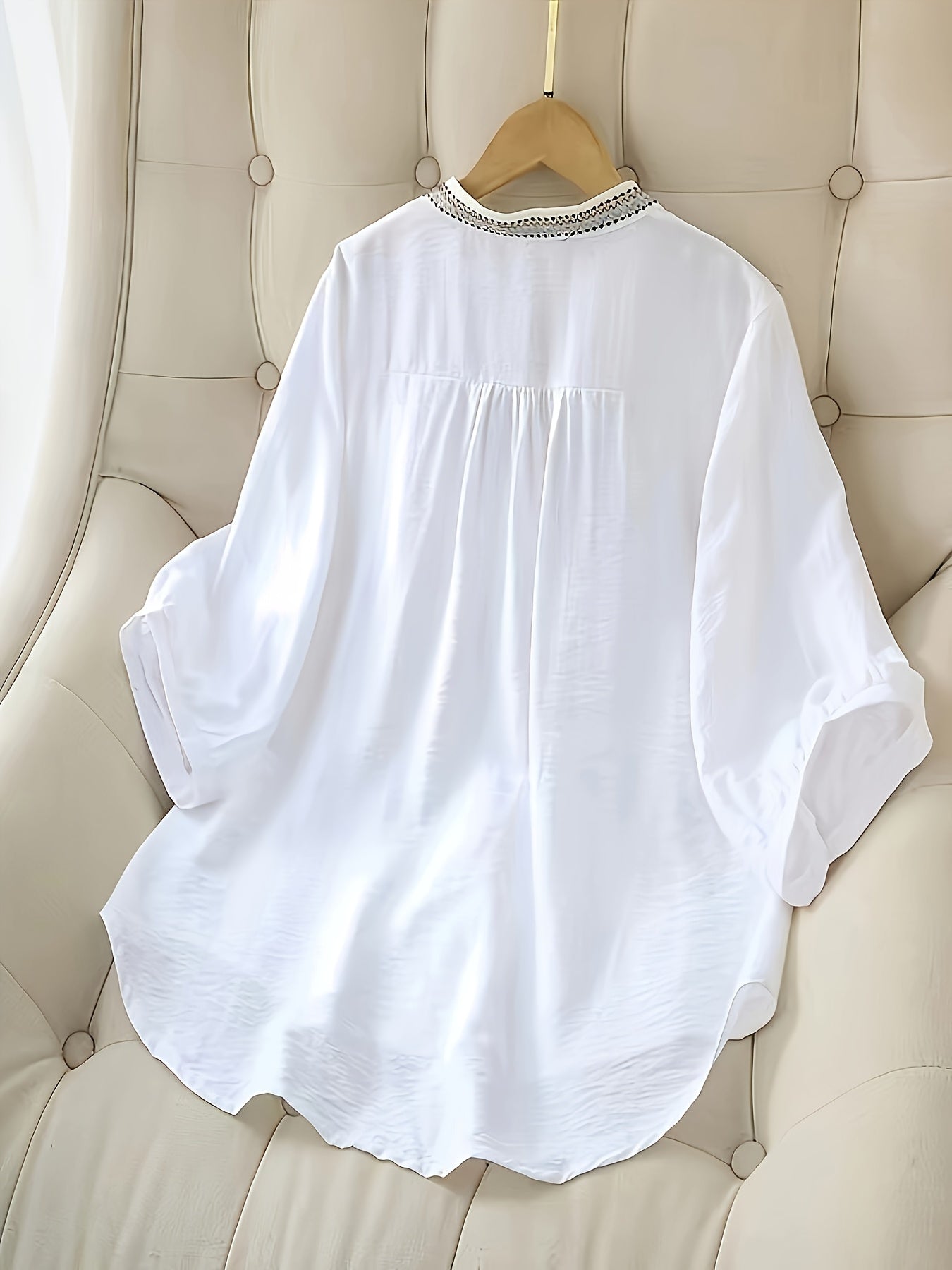 Aurora -Chemise brodée tendance à manches courtes