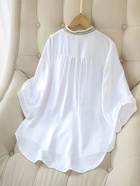 Aurora -Chemise brodée tendance à manches courtes