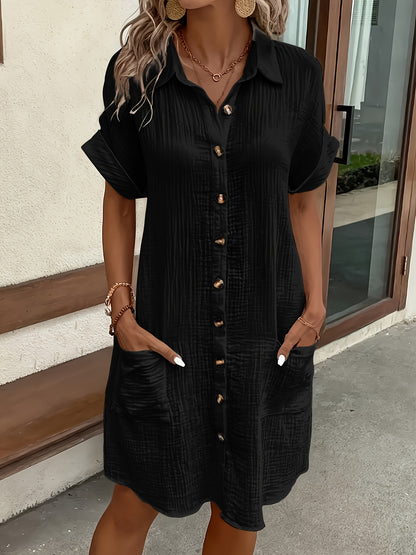 Atasha - Robe chemise unie à col à revers