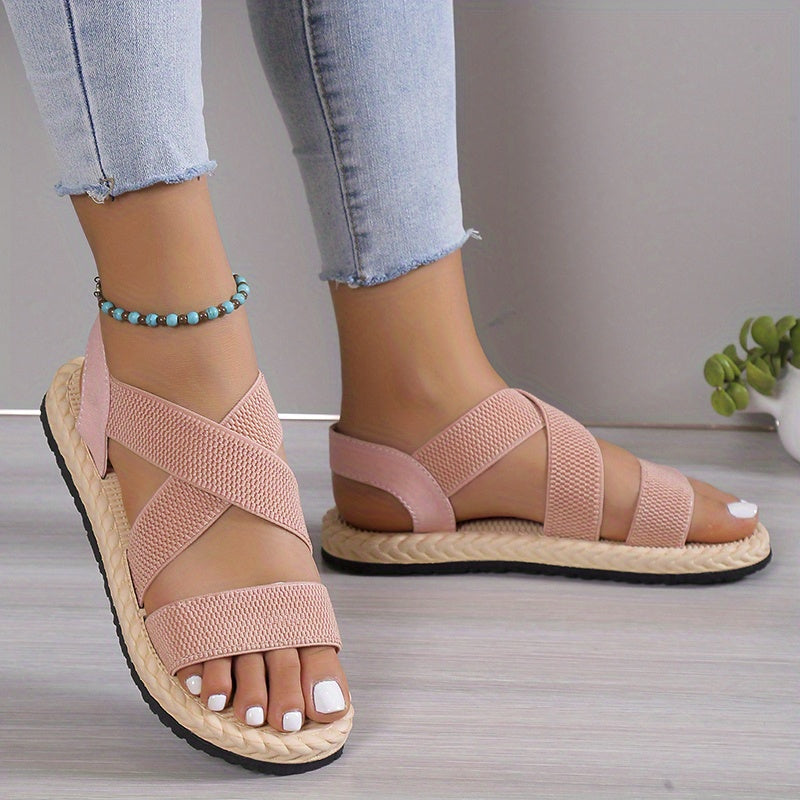 Sandales plates pour femmes à brides croisées – Confortables pour plein air et plage