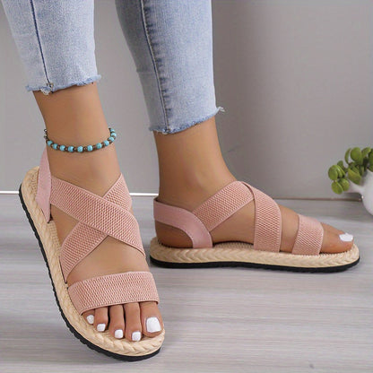 Sandales plates pour femmes à brides croisées – Confortables pour plein air et plage