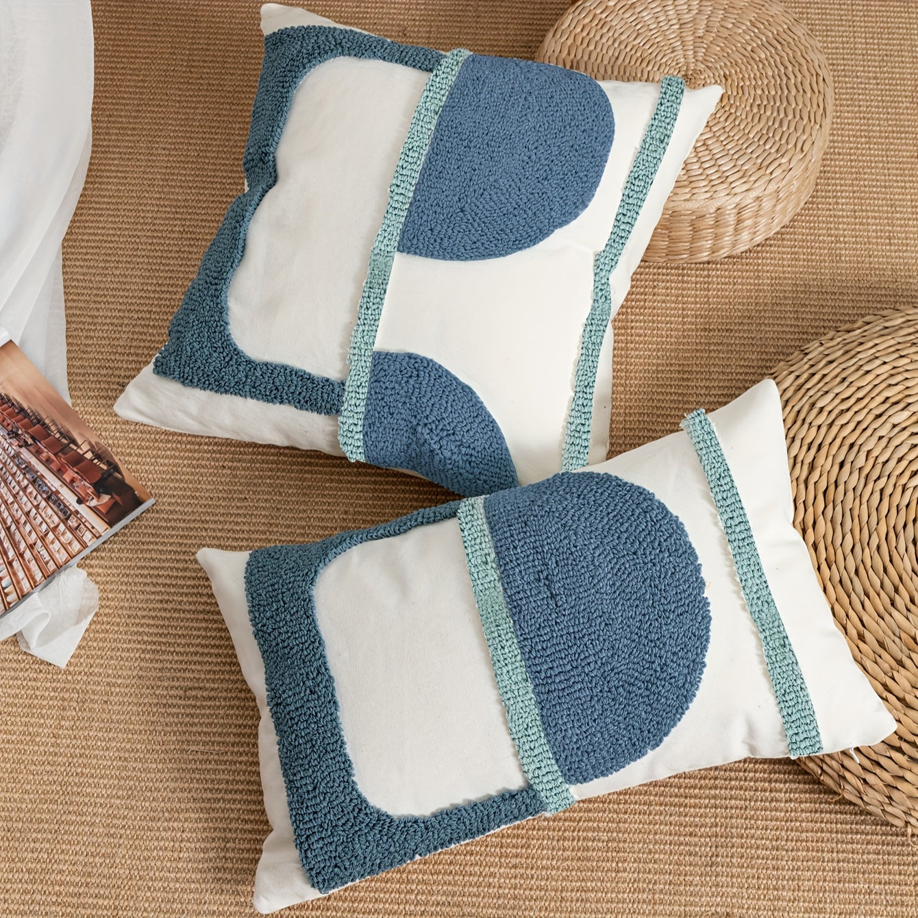 2 pièces : Housse de coussin velours géométrique abstraite avec rembourrage