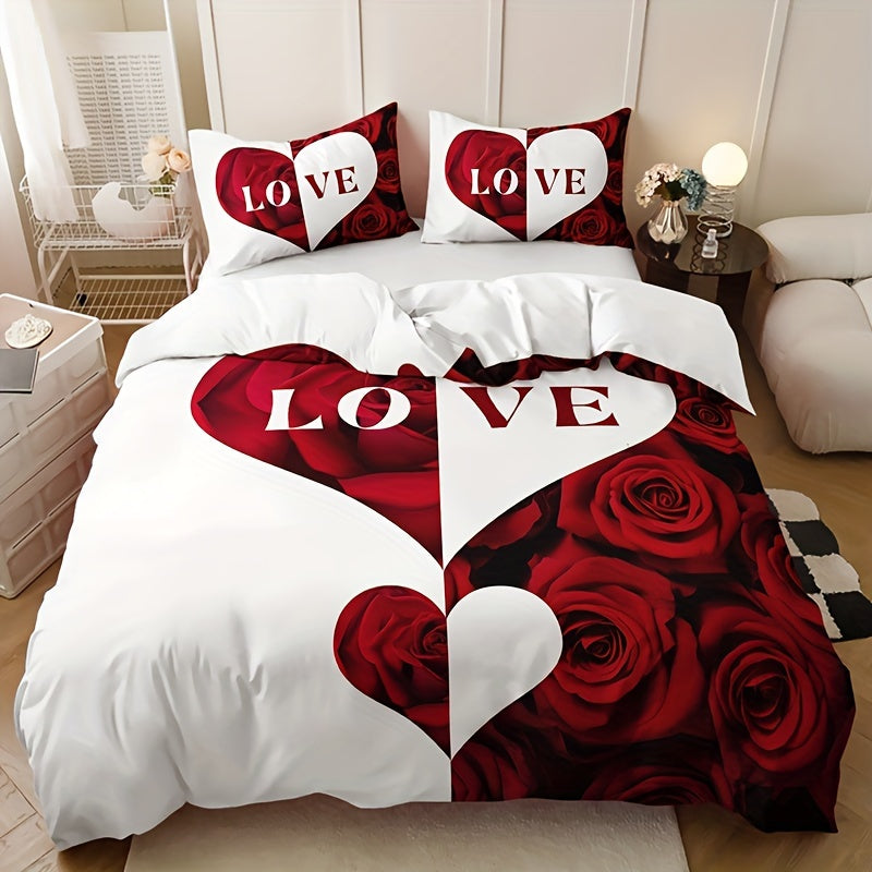 Ensemble de literie romantique 3 pièces – Housse de couette & taies d’oreiller