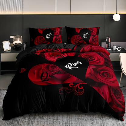 Ensemble de literie romantique 3 pièces – Housse de couette & taies d’oreiller