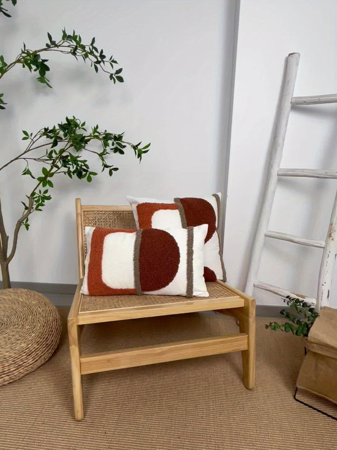 2 pièces : Housse de coussin velours géométrique abstraite avec rembourrage