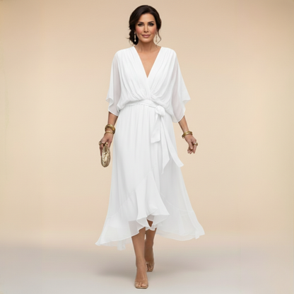 CAPUCINE | Robe aérienne en chiffon avec décolleté en V