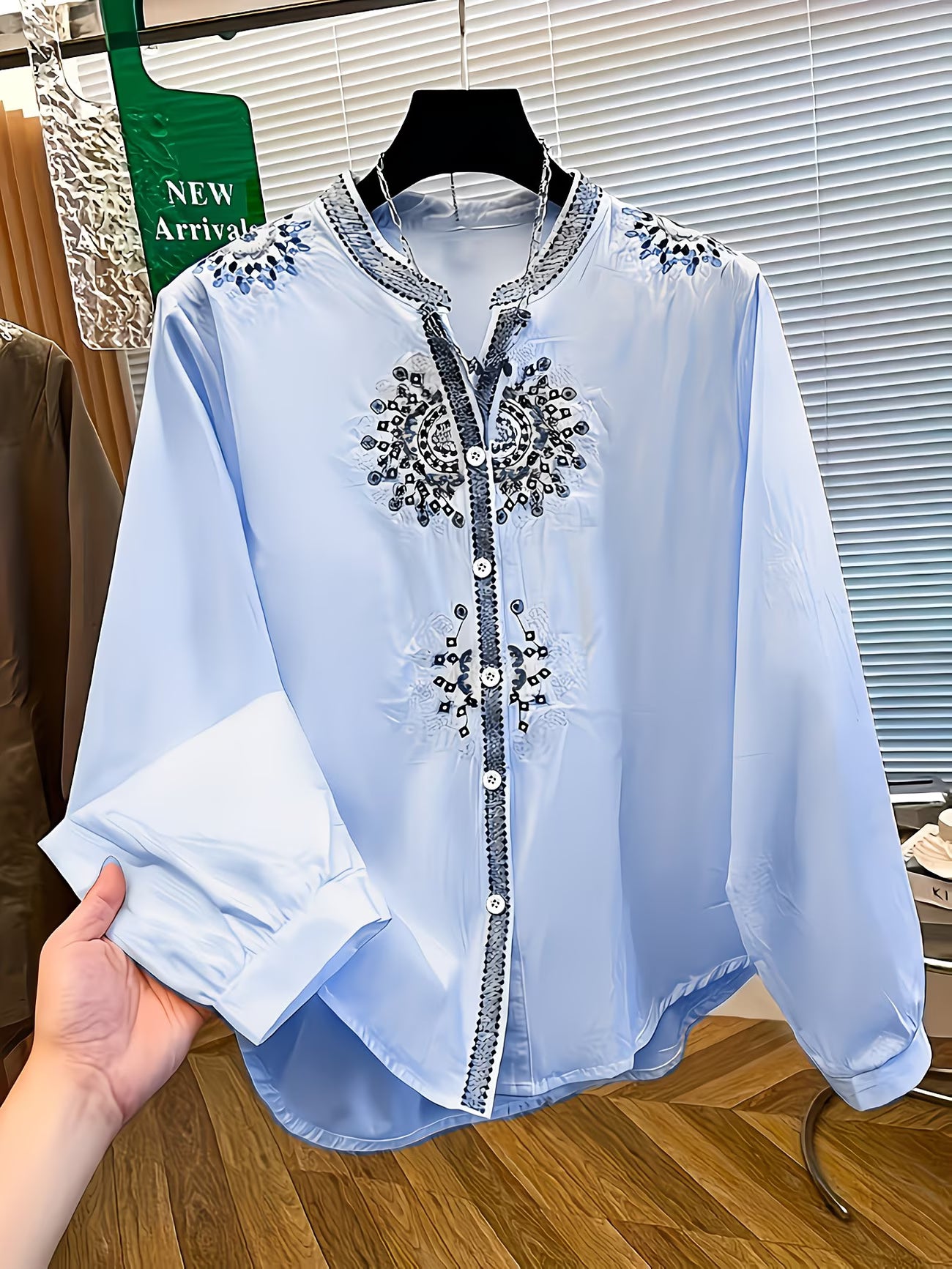 Aurora -Chemise brodée tendance à manches courtes