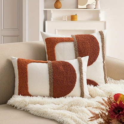 2 pièces : Housse de coussin velours géométrique abstraite avec rembourrage
