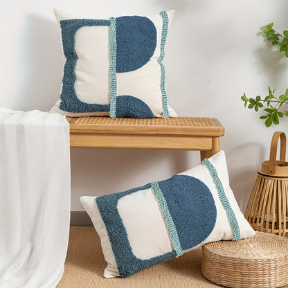 2 pièces : Housse de coussin velours géométrique abstraite avec rembourrage