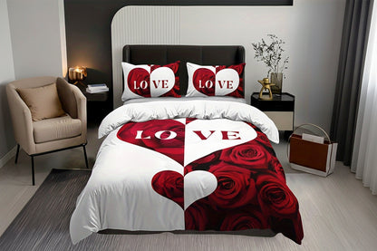 Ensemble de literie romantique 3 pièces – Housse de couette & taies d’oreiller