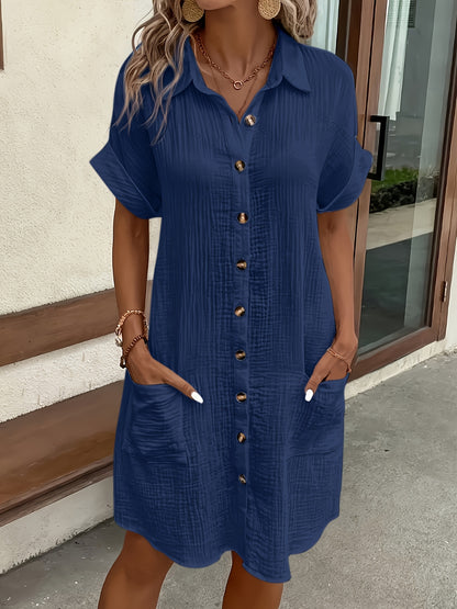 Atasha - Robe chemise unie à col à revers