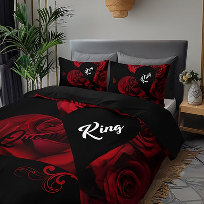 Ensemble de literie romantique 3 pièces – Housse de couette & taies d’oreiller