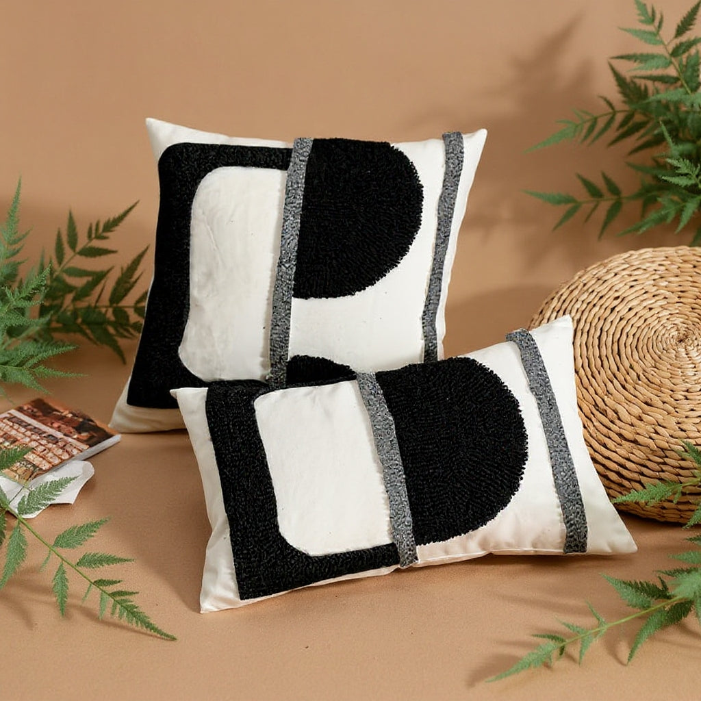 2 pièces : Housse de coussin velours géométrique abstraite avec rembourrage