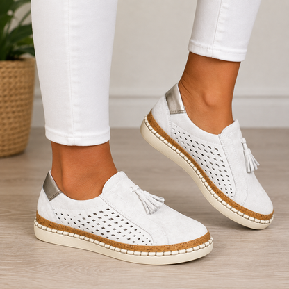 Mocassins chics blancs à pampilles pour Femmes