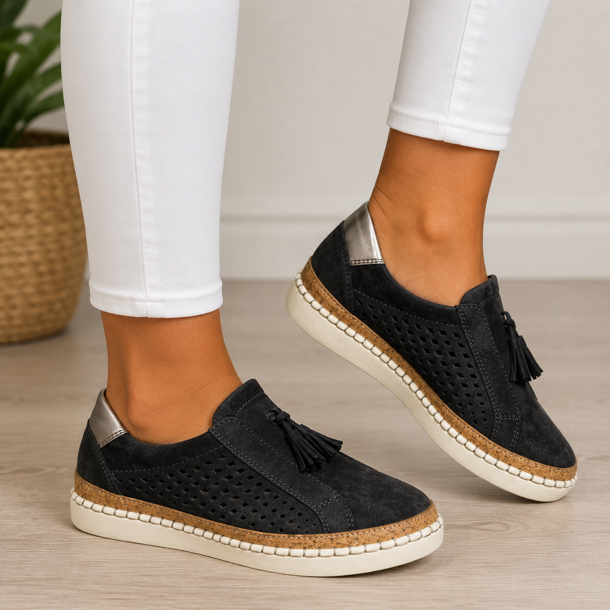 Mocassins chics blancs à pampilles pour Femmes