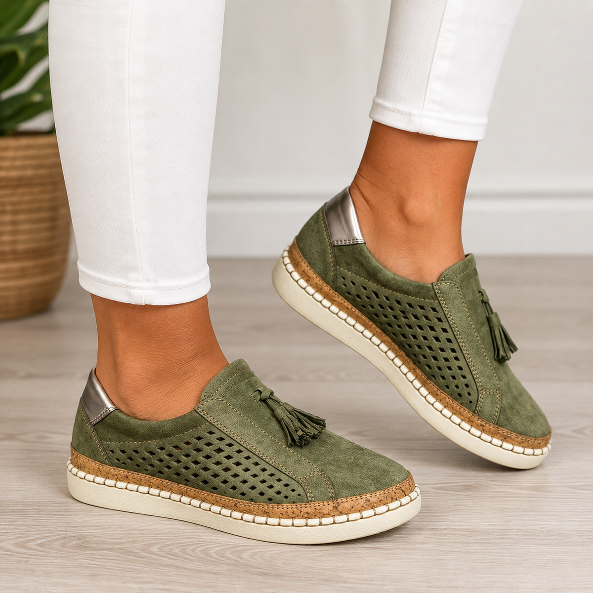 Mocassins chics blancs à pampilles pour Femmes